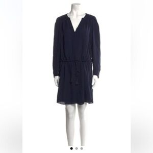 Rebecca Taylor silk knee-length dress navy blue size 12. 100% silk